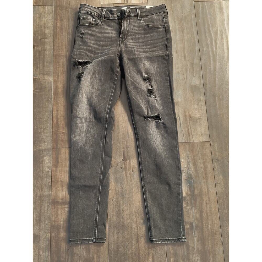 Old Navy Rockstar Super Skinny Distressed Jeans Women’s Size 6 Black Denim